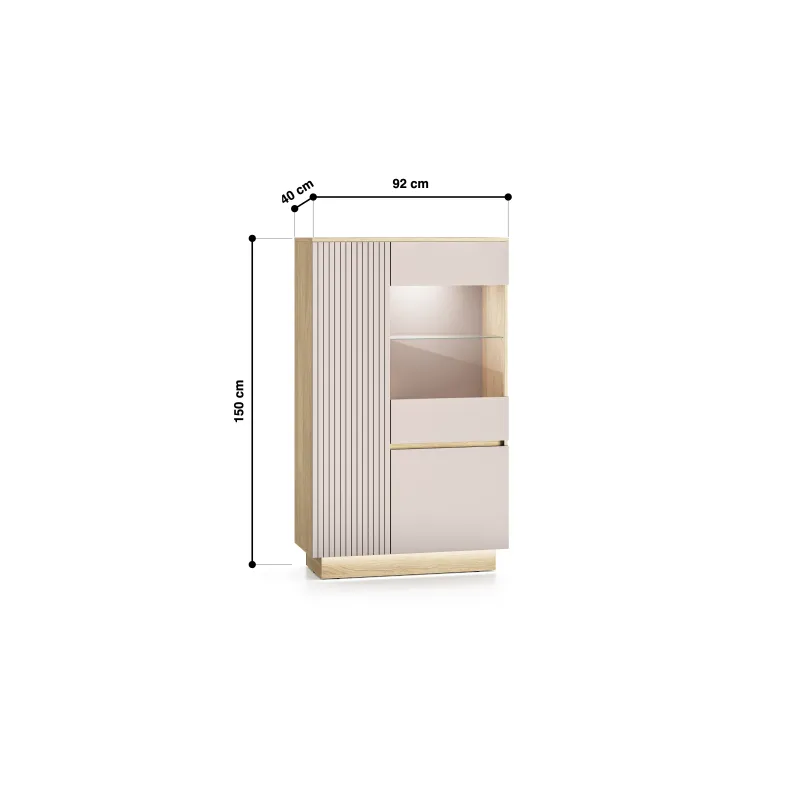 Vitrina HILA su LED apšvietimu, 90x40x150 cm
