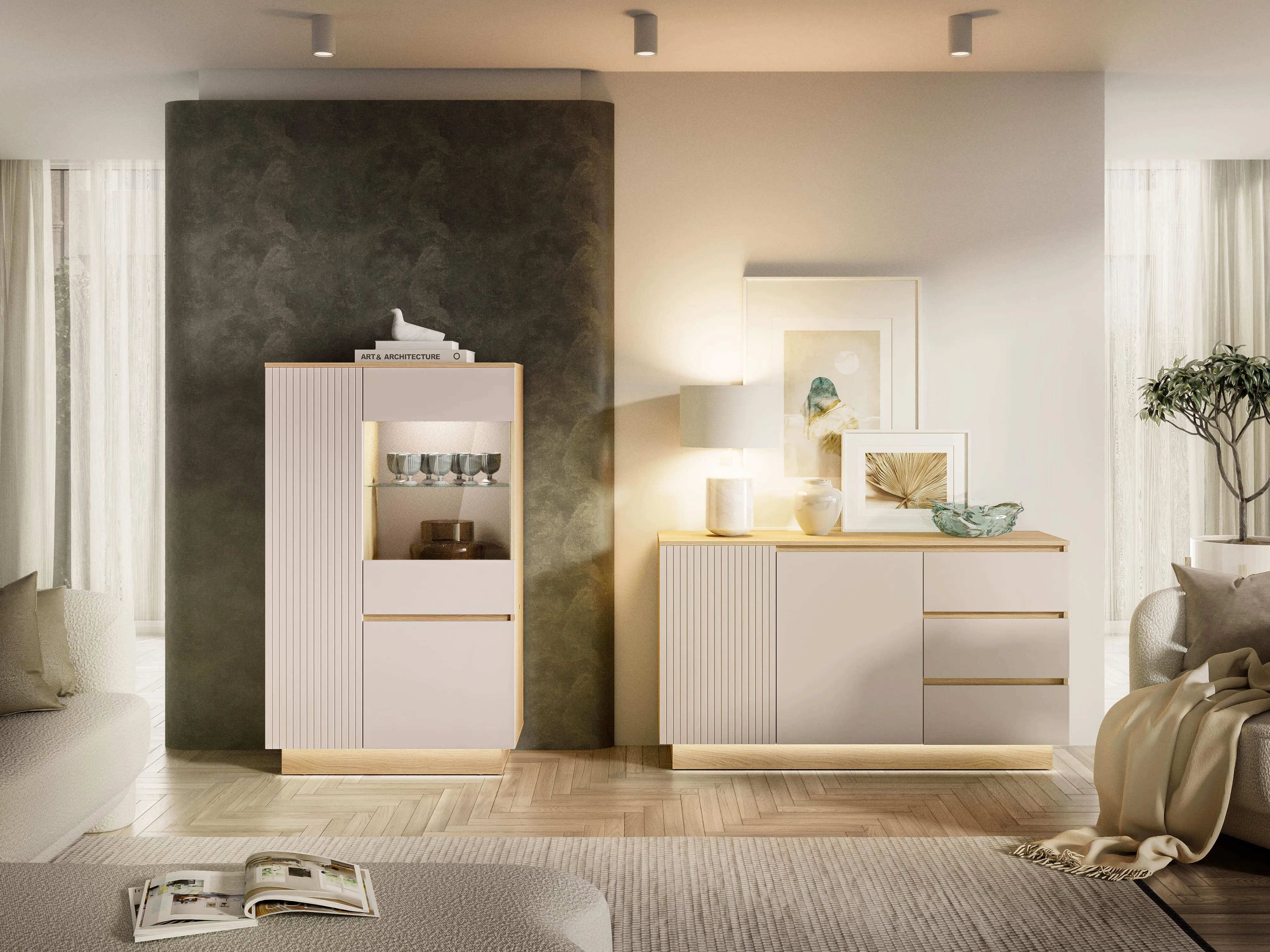 Vitrina HILA su LED apšvietimu, 90x40x150 cm