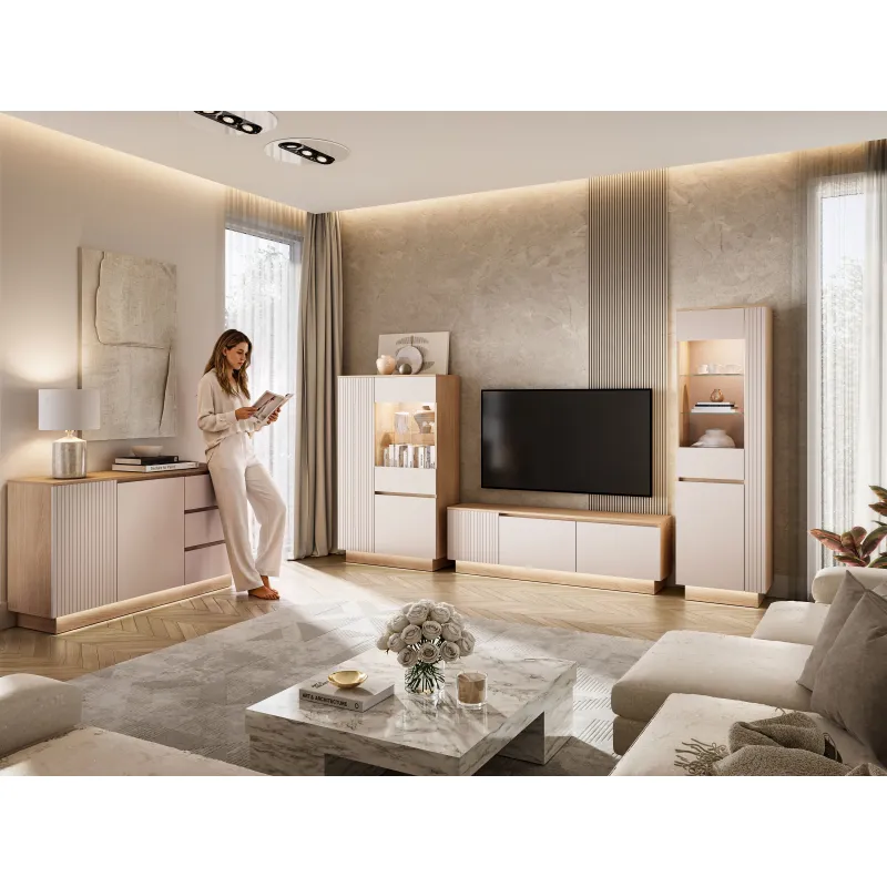 Komoda HILA su LED apšvietimu, 120x40x85 cm