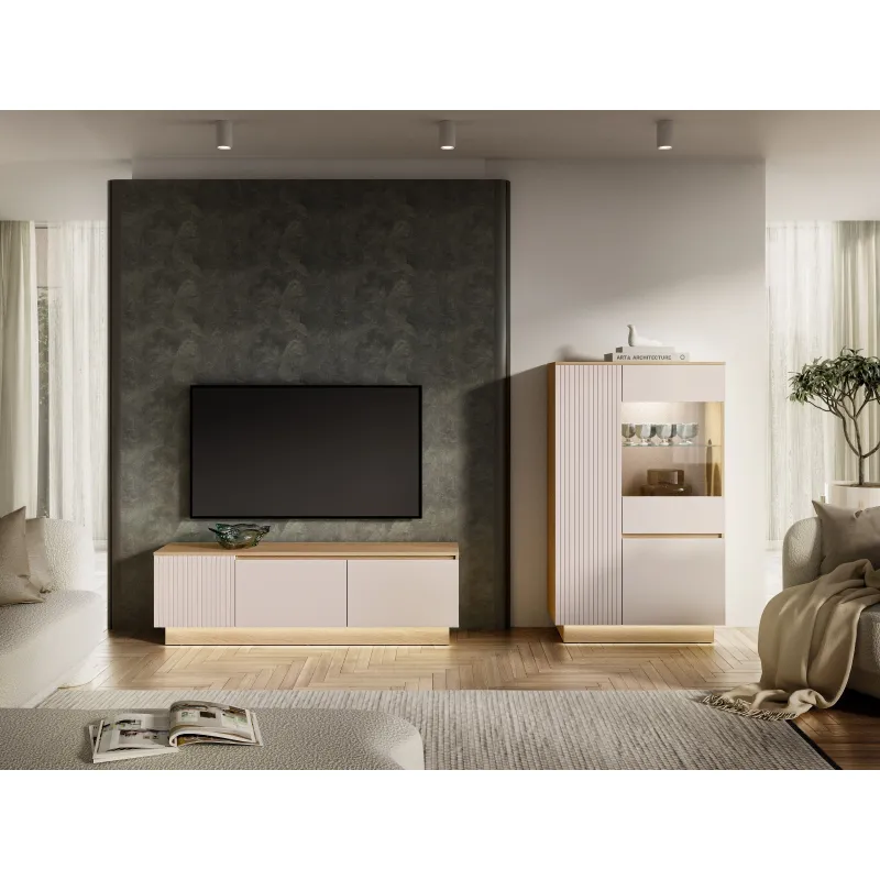 TV spintelė HILA su LED apšvietimu, 150x40x50 cm