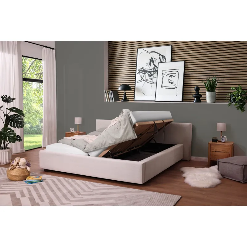 Lova 180x200 cm CAPRIA su patalynės dėže, beige