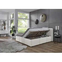 Lova 180x200 cm MERIDI su patalynės dėže, dramblio kaulo