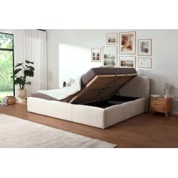 Lova 240x200 cm MERIDI su patalynės dėže, dramblio kaulo