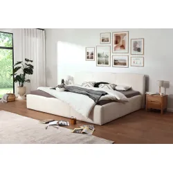 Lova 240x200 cm MERIDI su patalynės dėže, dramblio kaulo