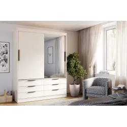 Spinta su veidrodžiu ir stalčiais KERN, smėlio, 170x65x225 cm